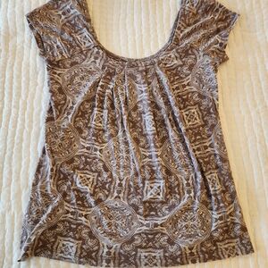 Kimchi Blue Brown Geometric Short Sleeve Top